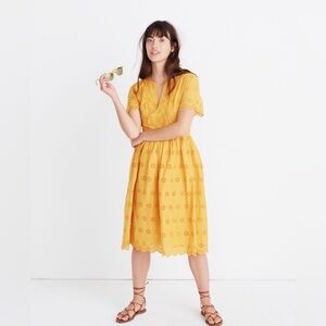 Madewell Golden Embroidered Dress